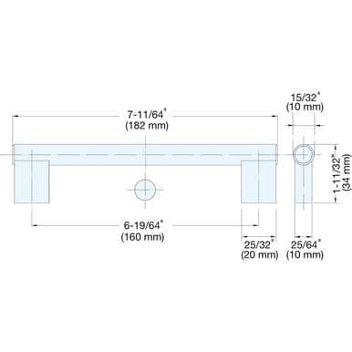 Sugatsune 6-5/16 in (160 mm) Center to Center Stainless Steel Pull, - 1648-, Image 2