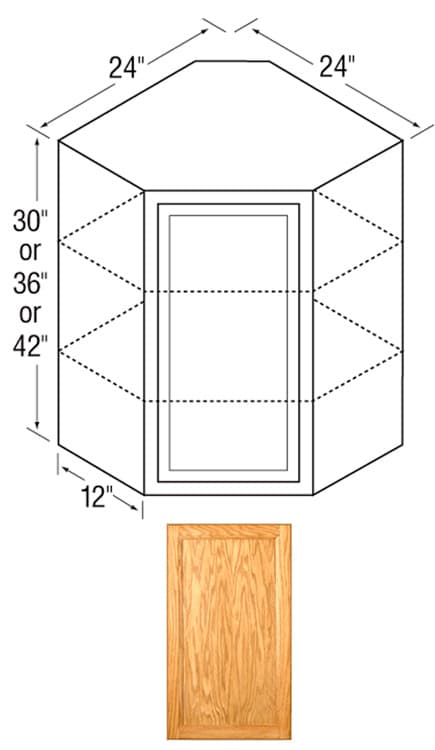 Chadwood Oak Recessed Panel Door Wall Cabinet