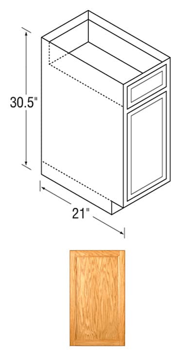 Chadwood Oak Recessed Panel Door Vanity Base Cabinet