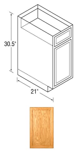 Chadwood Oak Recessed Panel Door Vanity Base Cabinet