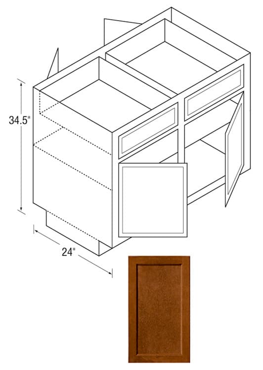Glenwood Beech Recessed Panel Door ADA Compliant Base Cabinet