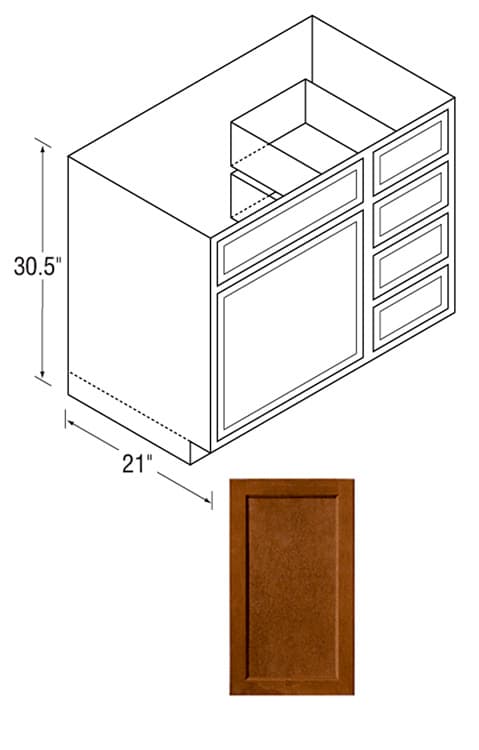 Glenwood Beech Recessed Panel Door Vanity Sink Base