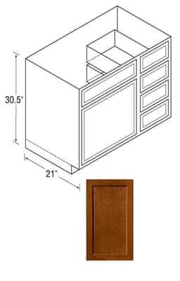 Glenwood Beech Recessed Panel Door Vanity Sink Base