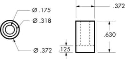 False Front Plastic Dowel, Clear, - T-190, line drawing