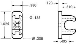 False Front Plastic Clip, Clear, - T-191, line drawing