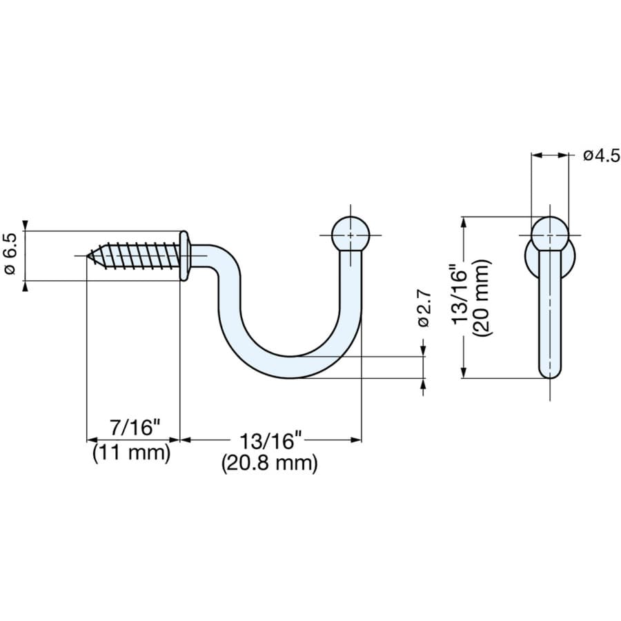 Sugatsune 31.8mm Wire Hook, Polished Stainless Steel, - TF-20, detail picture 5