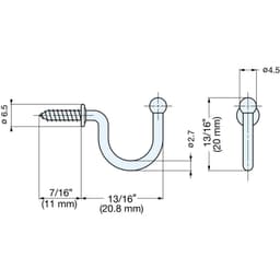 Sugatsune 31.8mm Wire Hook, Polished Stainless Steel, - TF-20, detail picture 2