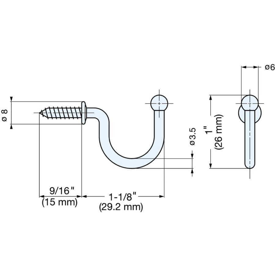 Sugatsune TF Series 1-5/32"L 15.4lbs Weight Capacity Stainless Steel Wire Hook, Polished Stainless Steel, - TF-30, detail picture 3