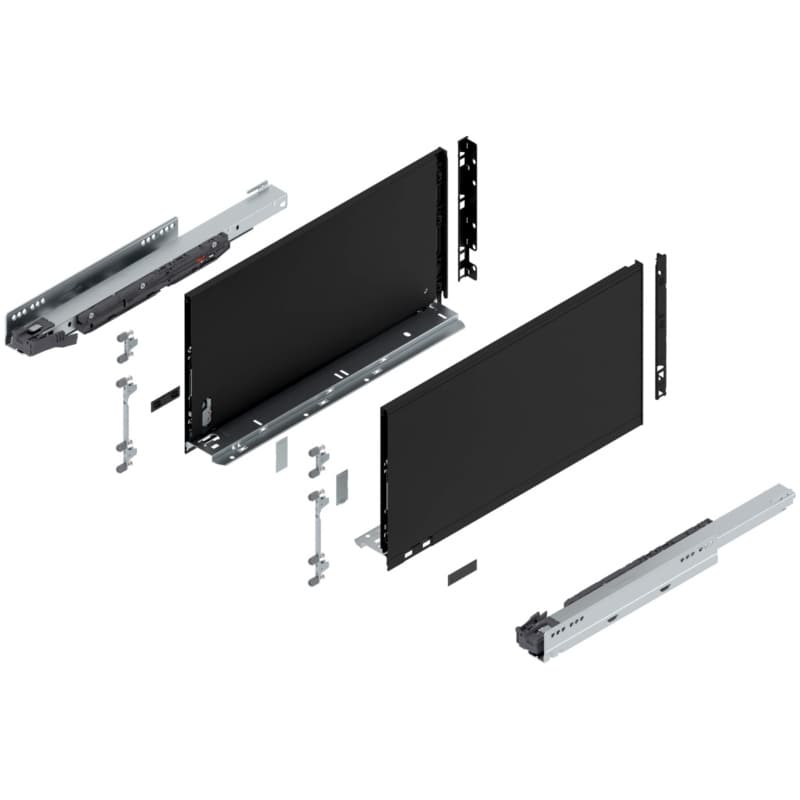 Blum LEGRABOX F-Height 18" Soft-Close Drawer Box Kit, Carbon Black Matte, 770F45S-18BL