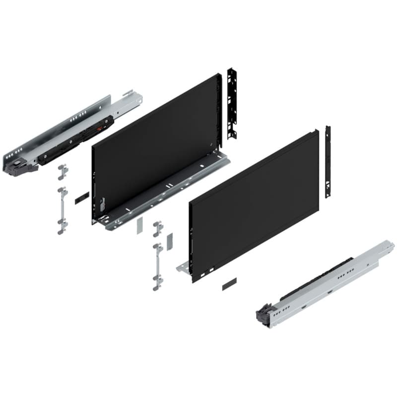 Blum LEGRABOX F-Height 18" Soft-Close Drawer Box Kit, Carbon Black Matte, 773F45S-18BL