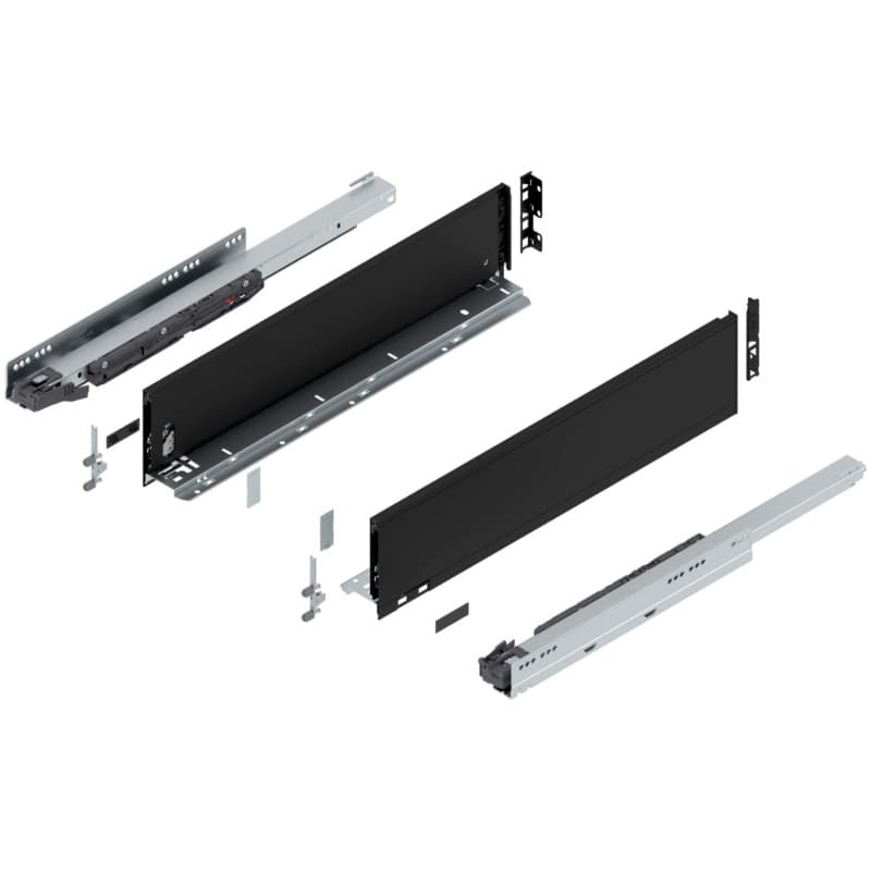 Blum LEGRABOX K-Height 22" Soft-Close Drawer Box Kit, Carbon Black Matte, 770K55S-22BL
