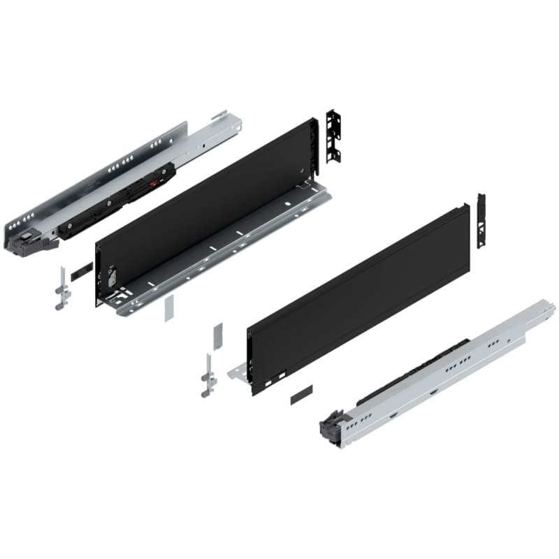 Blum LEGRABOX K-Height 20" Soft-Close Drawer Box Kit, Carbon Black Matte, 773K50S-20BL