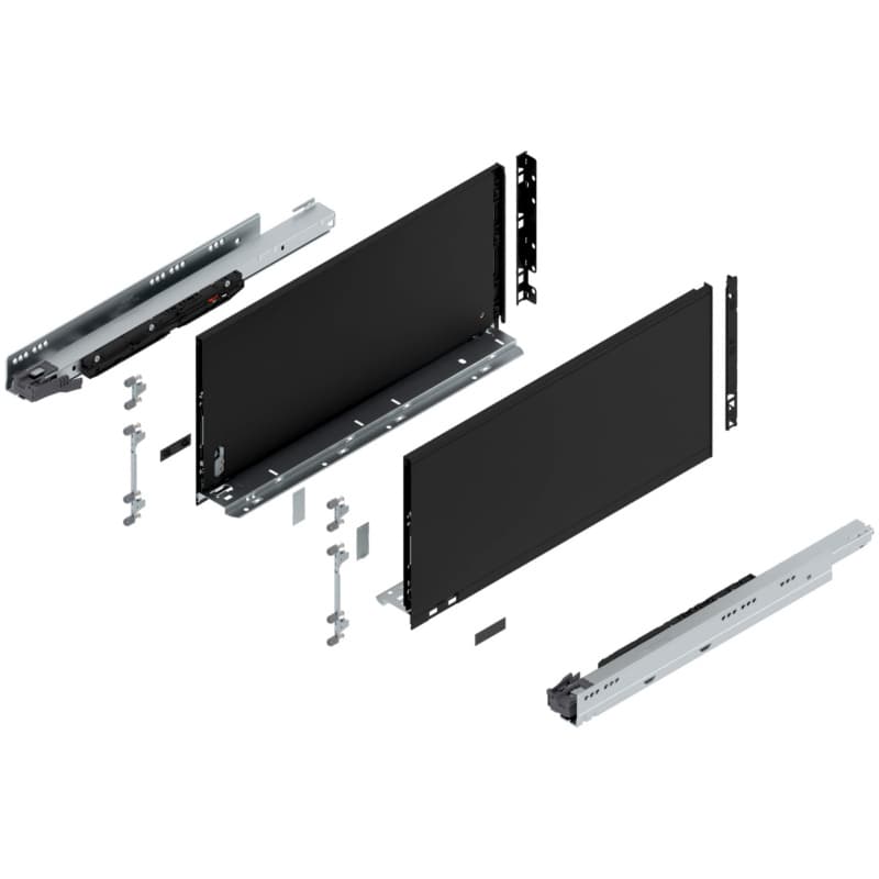 Blum LEGRABOX F-Height 20" Soft-Close Drawer Box Kit, Carbon Black Matte, 773F50S-20BL