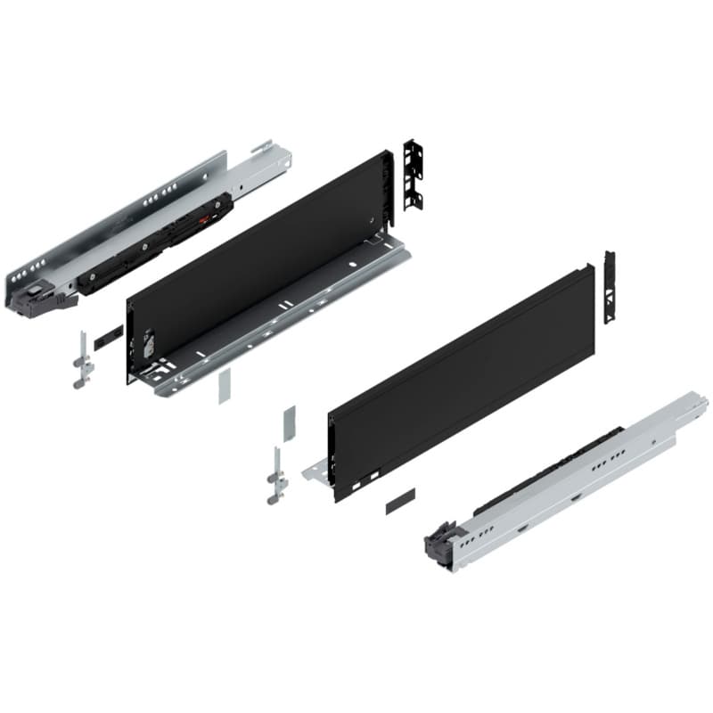 Blum LEGRABOX K-Height 18" Soft-Close Drawer Box Kit, Carbon Black Matte, 773K45S-18BL