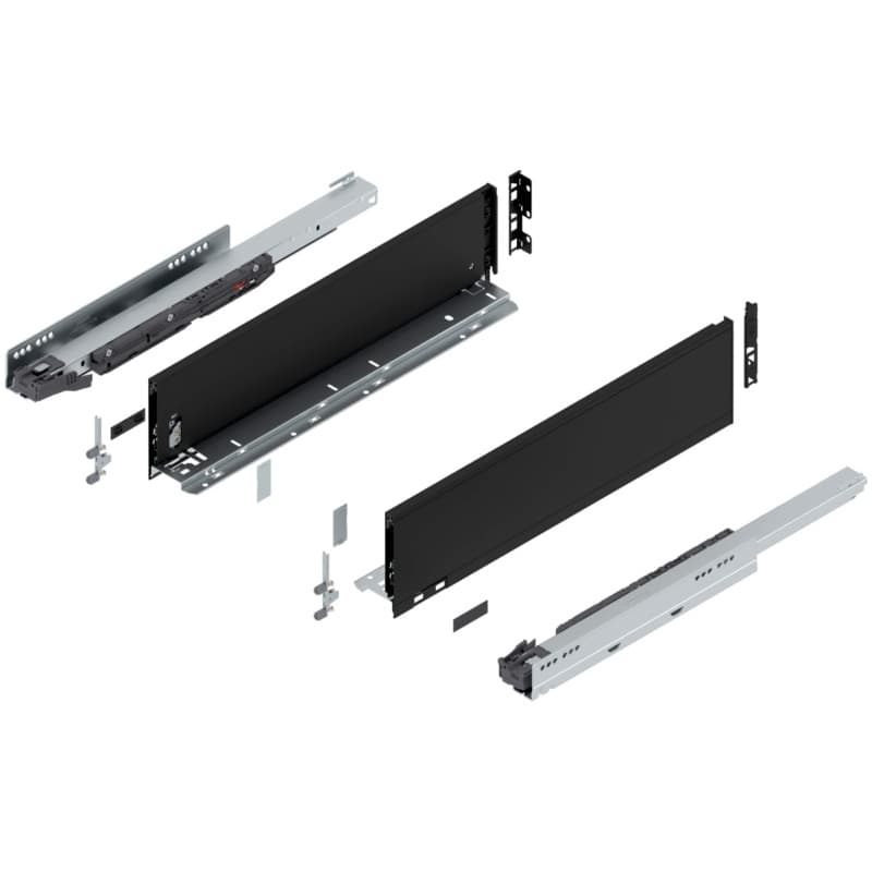 Blum LEGRABOX K-Height 20" Soft-Close Drawer Box Kit, Carbon Black Matte, 770K50S-20BL