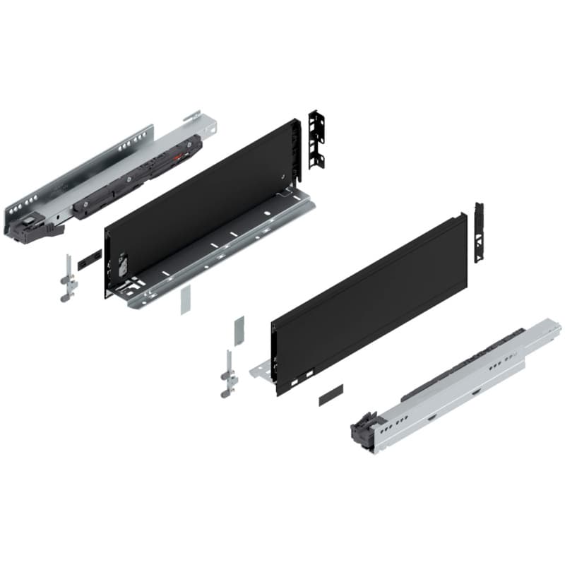 Blum LEGRABOX K-Height 16" Soft-Close Drawer Box Kit, Carbon Black Matte, 770K40S-16BL
