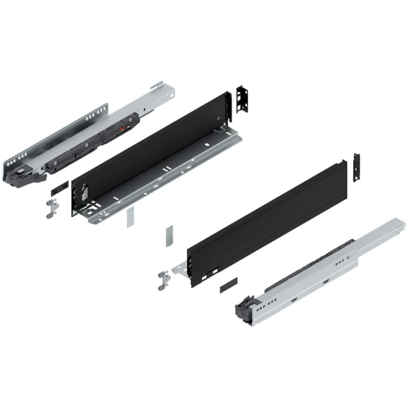 Blum LEGRABOX M-Height 18" Soft-Close Drawer Box Kit, Carbon Black Matte, 770M45S-18BL