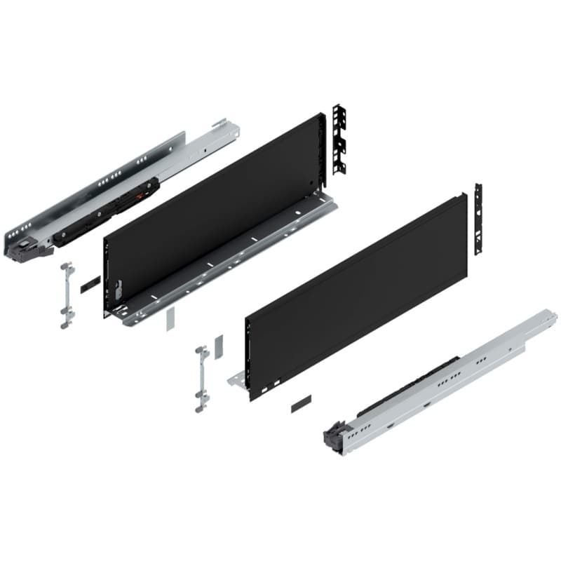 Blum LEGRABOX C-Height 22" Soft-Close Drawer Box Kit, Carbon Black Matte, 773C55S-22BL
