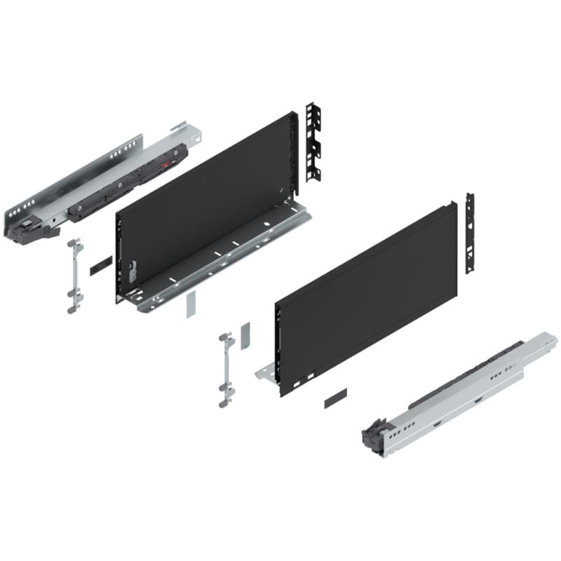 Blum LEGRABOX C-Height 16" Soft-Close Drawer Box Kit, Carbon Black Matte, 770C40S-16BL