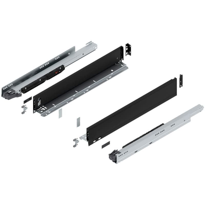 Blum LEGRABOX M-Height 22" Soft-Close Drawer Box Kit, Carbon Black Matte, 773M55S-22BL