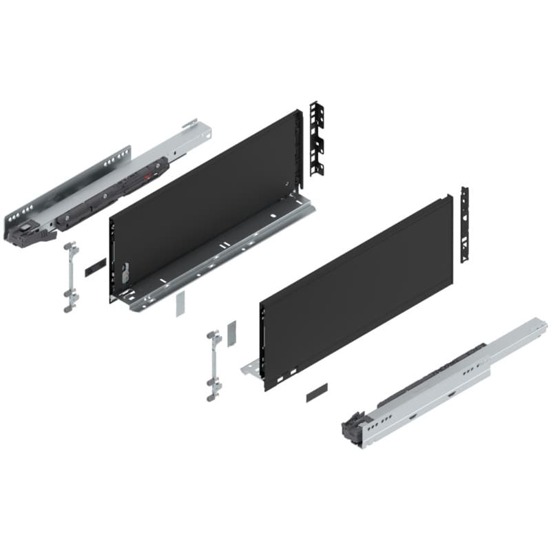 Blum LEGRABOX C-Height 18" Soft-Close Drawer Box Kit, Carbon Black Matte, 770C45S-18BL