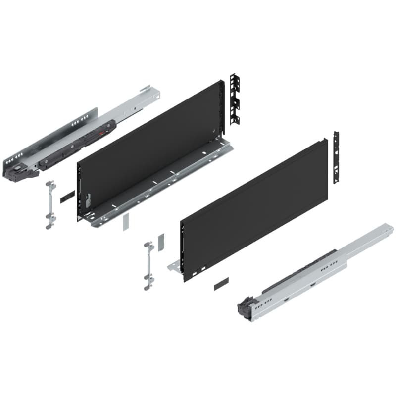 Blum LEGRABOX C-Height 20" Soft-Close Drawer Box Kit, Carbon Black Matte, 770C50S-20BL