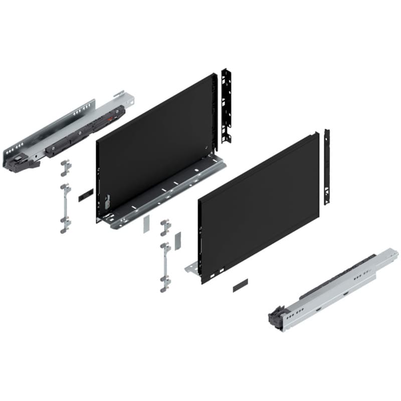 Blum LEGRABOX F-Height 16" Soft-Close Drawer Box Kit, Carbon Black Matte, 770F40S-16BL