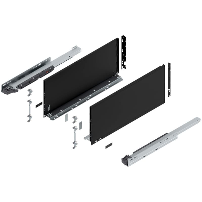 Blum LEGRABOX F-Height 22" Soft-Close Drawer Box Kit, Carbon Black Matte, 770F55S-22BL