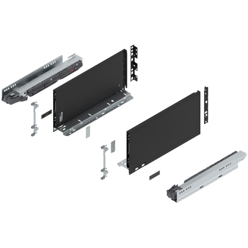 Blum LEGRABOX C-Height 14" Soft-Close Drawer Box Kit, Carbon Black Matte, 770C35S-14BL