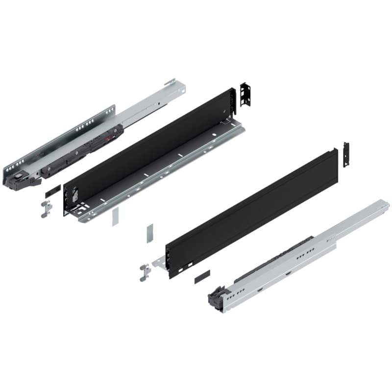 Blum LEGRABOX M-Height 22" Soft-Close Drawer Box Kit, Carbon Black Matte, 770M55S-22BL