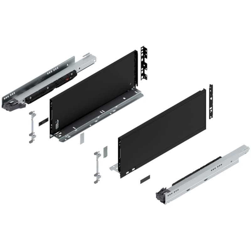 Blum LEGRABOX C-Height 18" Soft-Close Drawer Box Kit, Carbon Black Matte, 773C45S-18BL