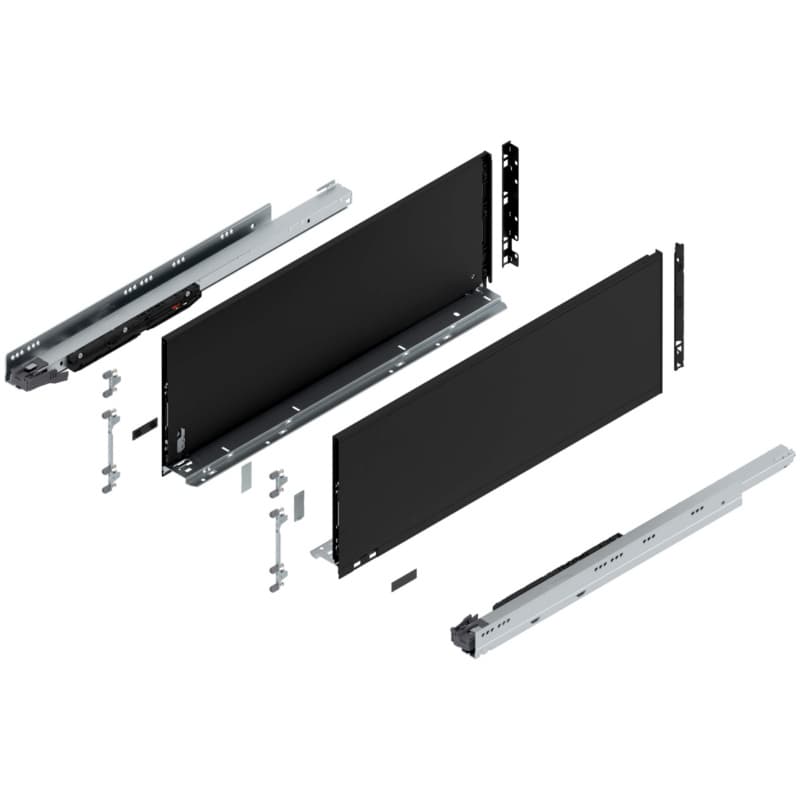 Blum LEGRABOX F-Height 26" Soft-Close Drawer Box Kit, Carbon Black Matte, 773F65S-26BL