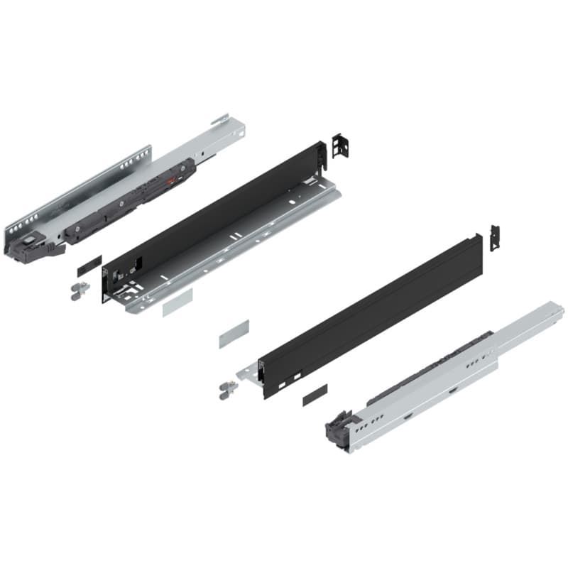 Blum LEGRABOX N-Height 18" Soft-Close Drawer Box Kit, Carbon Black Matte, 770N45S-18BL