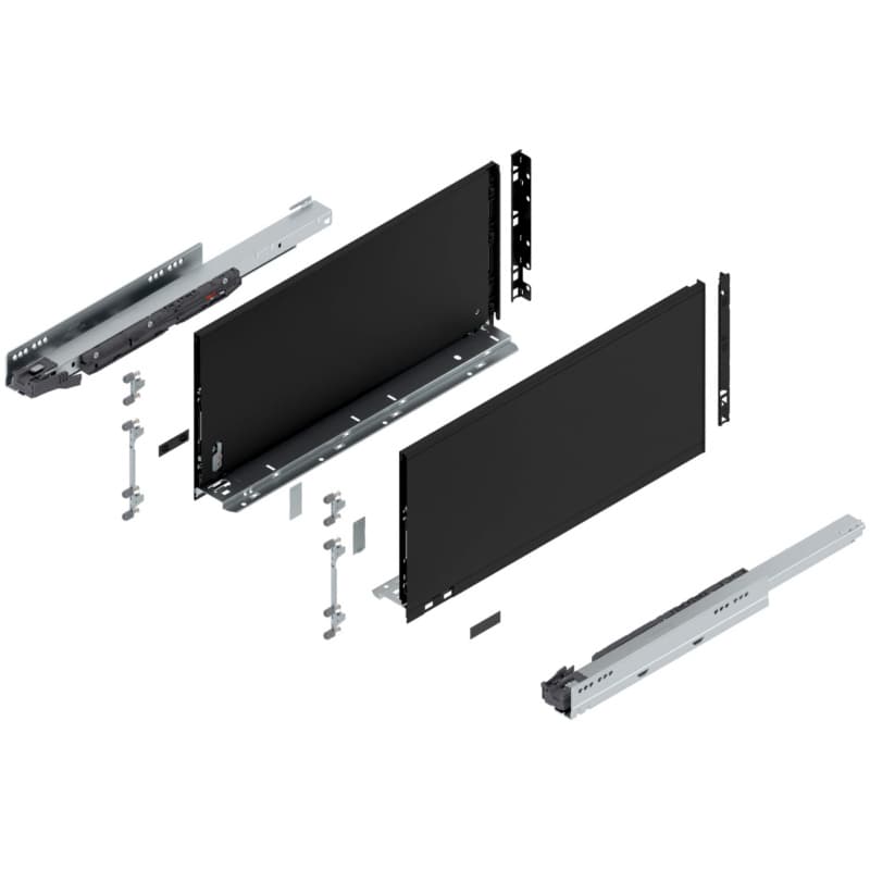 Blum LEGRABOX F-Height 20" Soft-Close Drawer Box Kit, Carbon Black Matte, 770F50S-20BL