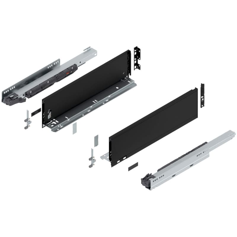 Blum LEGRABOX K-Height 18" Soft-Close Drawer Box Kit, Carbon Black Matte, 770K45S-18BL