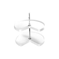 Rev-A-Shelf 6472 32" D White Polymer Kidney Shape Lazy Susan Independently Rotating, 2 Tray Set with Hardware, 6472-32-11-52