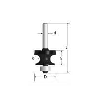 Edge Beading Bits, 2 Flute,  3/16" Radius, 1-1/8" Diameter, 1/4" Shank, 2-1/4" Length