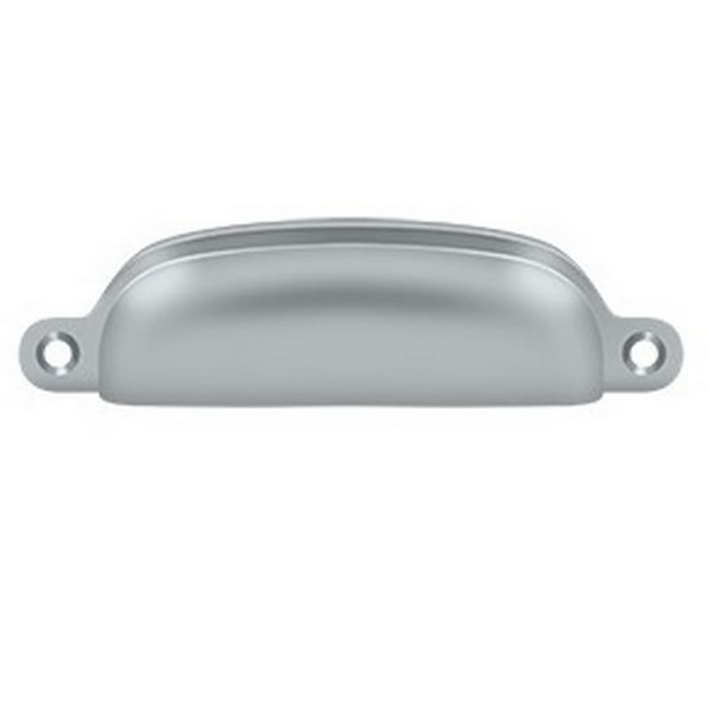 Cup Pull, 3-5/8" (92 mm) Center to Center, Brushed Chrome, Exposed Shell Pull by Deltana | SHP29UCR003