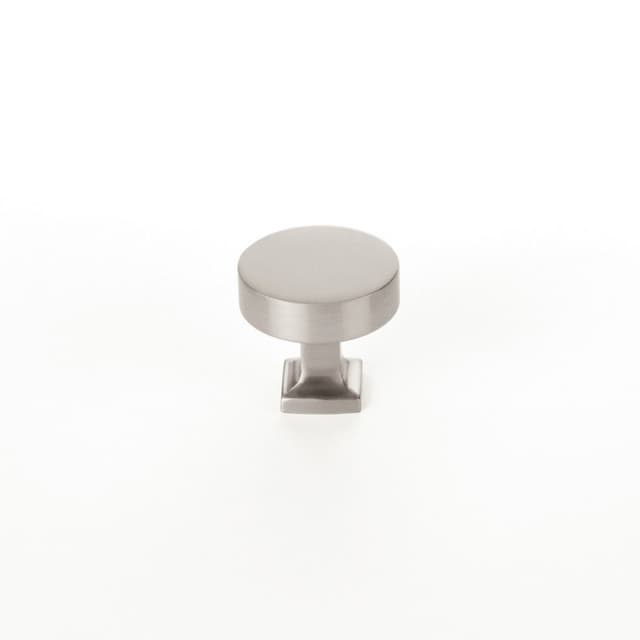 Schaub Haniburton Round Knob with Square Base, 1-1/4", Satin Nickel - 469-15