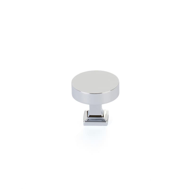 Schaub Haniburton Round Knob with Square Base, 1-1/4", Polished Chrome - 469-26