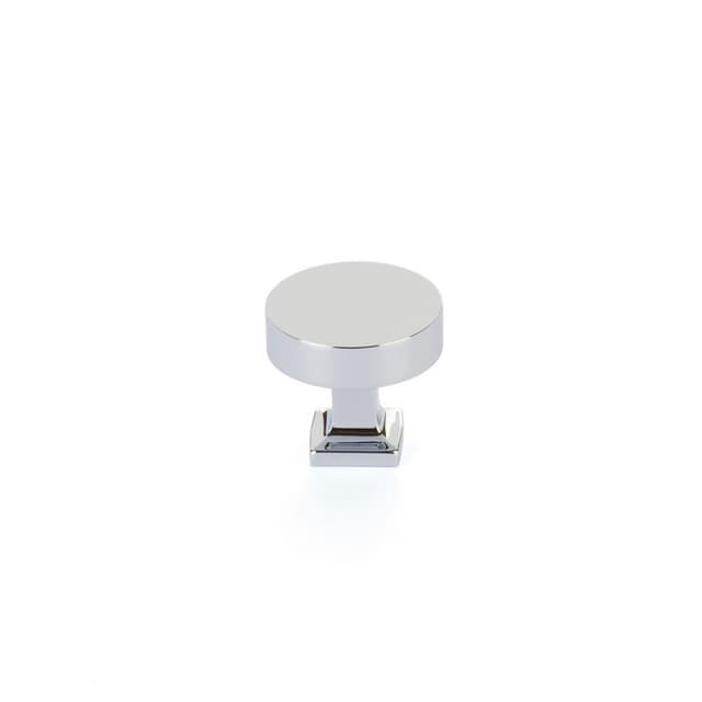 Schaub Haniburton Round Knob with Square Base, 1-1/4", Polished Chrome - 469-26