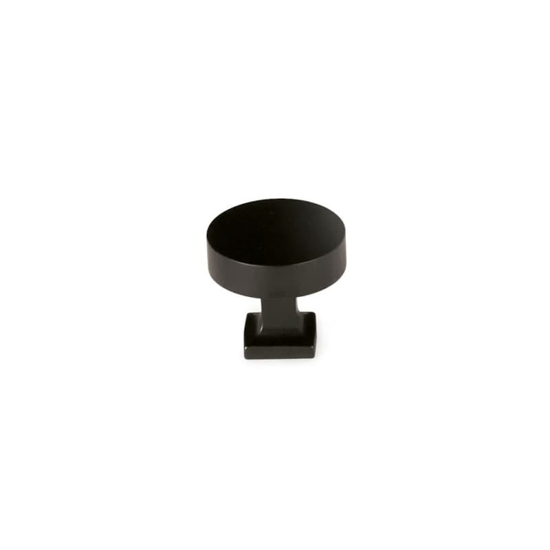 Schaub Haniburton Round Knob with Square Base, 1-1/4", Matte Black - 469-MB