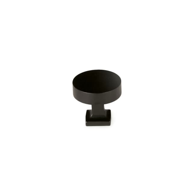 Schaub Haniburton Round Knob with Square Base, 1-1/4", Matte Black - 469-MB