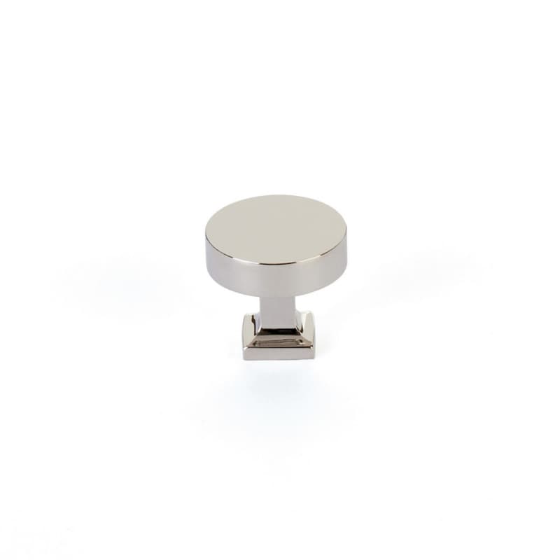 Schaub Haniburton Round Knob with Square Base, 1-1/4", Polished Nickel - 469-PN
