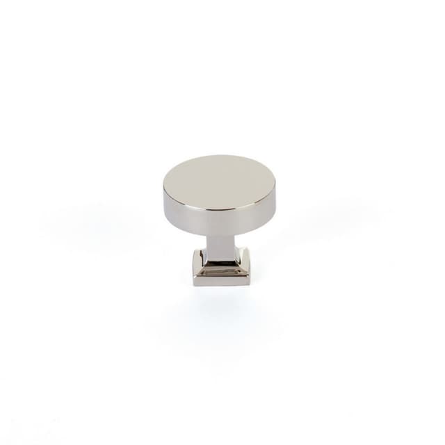 Schaub Haniburton Round Knob with Square Base, 1-1/4", Polished Nickel - 469-PN