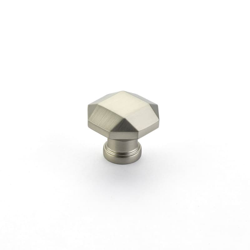 Schaub Menlo Park Faceted Knob, 1-1/4", Satin Nickel - 531-15