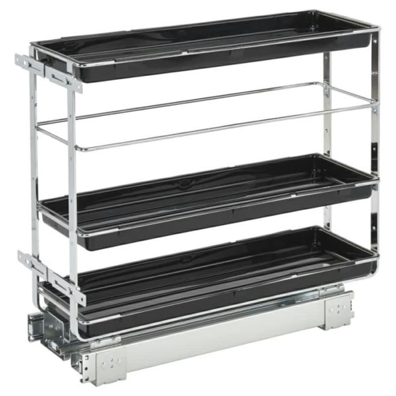 Rev-A-Shelf 548 Black 7-7/8" 3-Shelf Base Cabinet Pullout Organizer with Standard Slides, 548-BC-8C