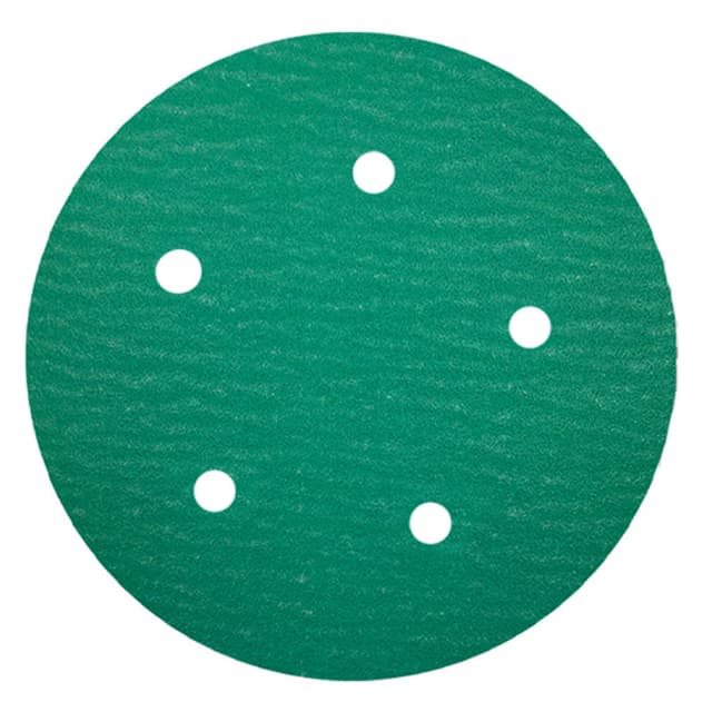 Würth 5" 5-Hole Hook and Loop Aluminum Oxide Film Emerald Sanding Discs
