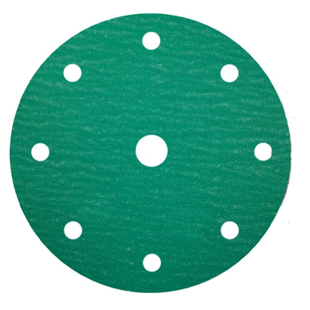 Würth 5" 9-Hole Hook and Loop Aluminum Oxide Film Emerald Sanding Discs