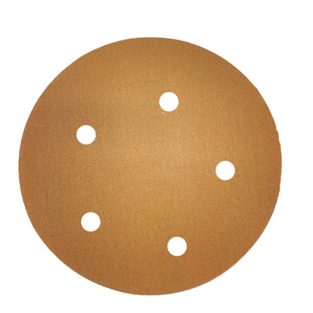 Würth 5" 5-Hole Hook and Loop Aluminum Oxide C-Weight Paper Gold Sanding Discs